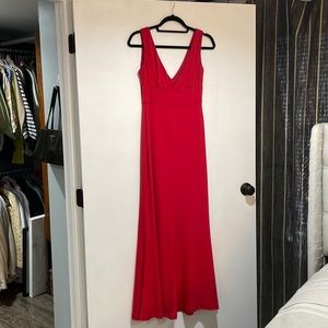 Red v-neck gown
